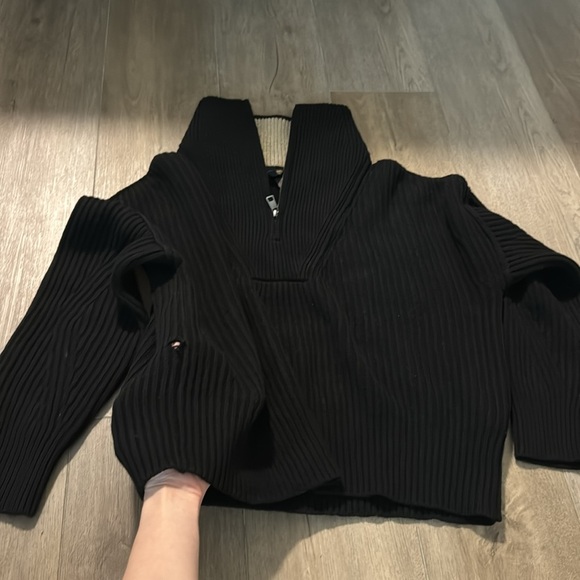 AS IS! NWT! Banana Republic Black Oversized Half-Zip Sweater - Size Large - Picture 13 of 14